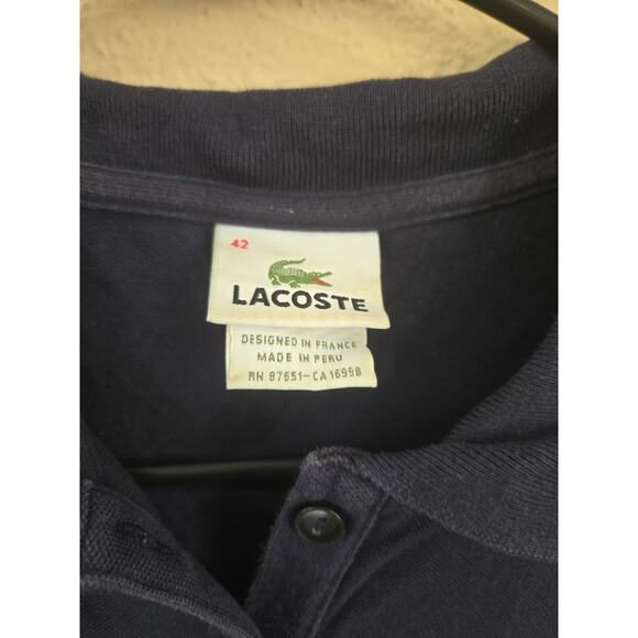 Lacoste Women's Navy Blue Stretch Polo Shirt, Size 42 Or L/XL - Picture 4 of 5